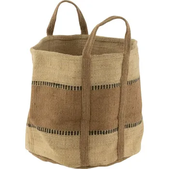 Koš na prádlo Hnědo-béžový pletený jutový koš s uchy Ecru - Ø 40*60 cm
