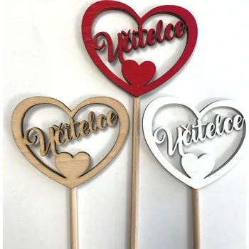 Dřevěný zápich Srdce 10 cm Učitelce Barva: Červená