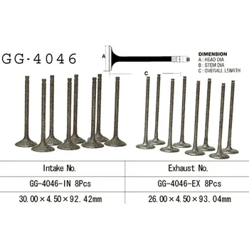 Rozvod motoru VESRAH sací ventil KAWASAKI ZX9R 98-03, s 1000A 03-05 (12004-1132) (1 kus) vyrobeno v Japonsku (VESRAH sací ventil KAWASAKI ZX9R 98-03, s 1000A 03-05 (12004-1132) (1 kus) vyrobeno v Japonsku)