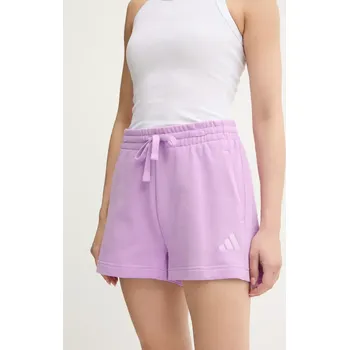 Bavlněné šortky adidas ALL SZN fialová barva, high waist, JD4735 40X, vel. M