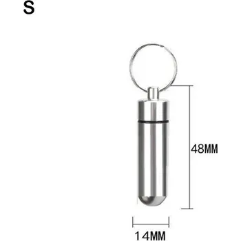 Dávkovač léků Vodotěsný hliníkový držák na prášky s klíčenkou | přívěsek, lékový box - S
