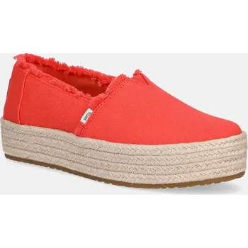 Dámské polobotky Espadrilky Toms FLAME červená barva, na platformě, 10021919 33X, EUR 41