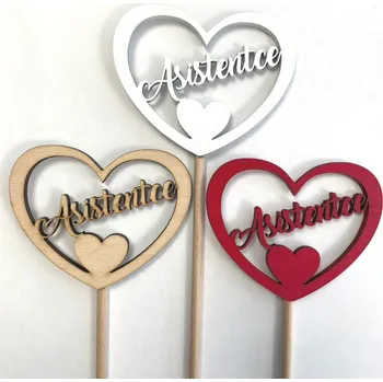 Dřevěný zápich Srdce 10 cm Asistentce Barva: Červená