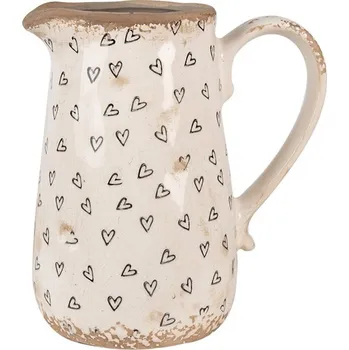 Béžový keramický džbán se srdíčky Hearti M - 16*12*18 cm
