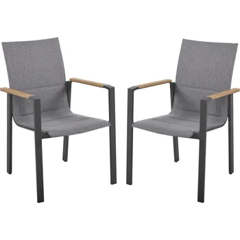 Garden Pleasure 305398-2 2 Garden Pleasure Gartenstühle Davina grau | 305398-2