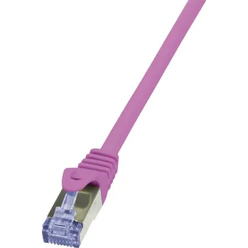 Datový kabel LogiLink CQ3079S RJ45 síťové kabely, propojovací kabely CAT 6A S/FTP 5.00 m růžová samozhášecí, s ochranou 1 ks