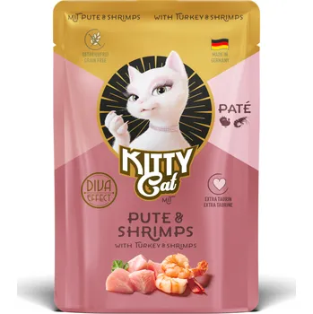 Krmivo pro kočku 6ks-6x85g krůtí a krevety Kitty Cat Pate vlhké krmivo pro kočky
