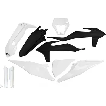 UFO kompletní sada plastů (FULL KIT) s kryty tlumičů KTM EXC 125 20-21, EXC 250 / 300 TPI 20-23, EXC-F 250 / 350 / 450 / 500 20-23 barva bílá černá (UFO kompletní sada plastů (FULL KIT) s kryty tlumičů KTM EXC 125 20-21, EXC 250 / 300 TPI 20-23, EXC-F 250