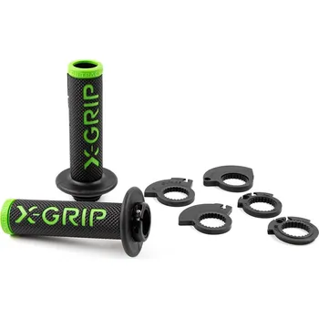 Řazení (gripy) ( X-GRIP XG-2101-OE (X-GRIP řazení (gripy) (GRIPY) BRAAAAP GRIPS LOCK-ON-GRIP (s adaptéry plynu) GREEN OPEN END (s otvorem) barva zelená)