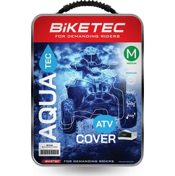 Plachta na motorové vozidlo BIKETEC voděodolný potah AQUATEC na čtyřkolku barva černá/šedý rozměr M (BIKETEC voděodolný potah AQUATEC na čtyřkolku barva černá/šedý rozměr M)