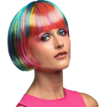 Karnevalová paruka Vícebarevná dámská paruka mikádo s ofinou