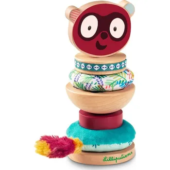 Dřevěná hračka Navlékací kroužky Lilliputiens - lemur Georges - stohovací pyramida