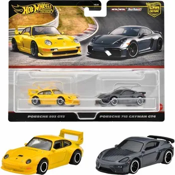 auto na autodráhu Hot Wheels Premium angličák 2 ks Porsche 993 GT2 & Porsche 718 Cayman GT4