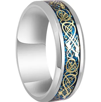 Prsten Ocelový keltský prsten pro muže | pánský šperk - Stříbrná modrá , 8