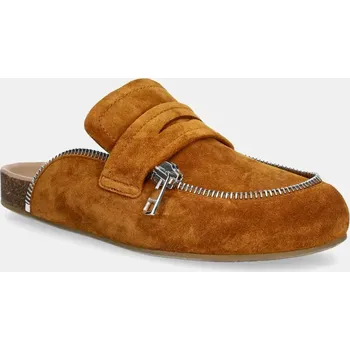 Dámské pantofle Semišové pantofle JW Anderson Biker Loafer dámské, hnědá barva, LF0071 LA0240 640 LF0071.LA0240.640 82X, EUR 36