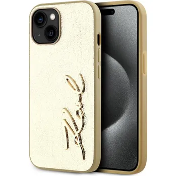 Pouzdro na mobilní telefon Karl Lagerfeld Wrinkled PU Signature Logo Zadní Kryt pro iPhone 15 Gold Představujeme Karl Lagerfeld Wrinkled PU Signature Logo - prémiový kryt, který přináší dokonalou ochranu pro váš telefon a záro
