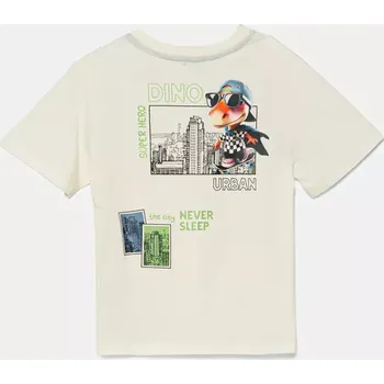 Dětské bavlněné tričko United Colors of Benetton béžová barva, s potiskem, 35RYG10I7 35RYG10I7.P.Seasonal 01X, vel. 98