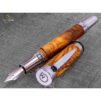 Dřevěné plnící pero Superior Olive tree & resin - Linear chrome č.3985
