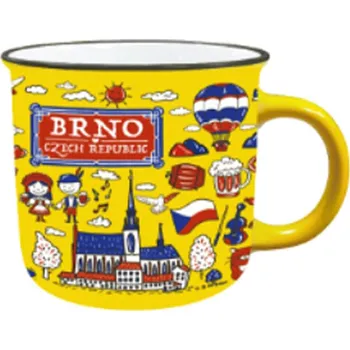 Hrnek Brno Czech Republic - žlutý-červený