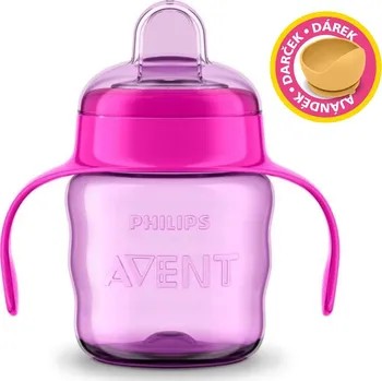 dětská jídelní sada PHILIPS AVENT hrneček pro první doušky s držadly Classic 200ml dívka + dárek PETITE&MARS