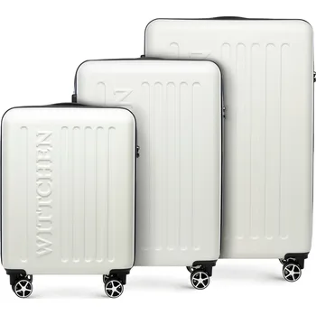 Sada bílých kufrů z ABS s reliéfním logem | WITTCHEN | 56-3A-50S-89