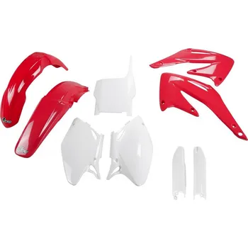 UFO kompletní sada plastů (FULL KIT) s kryty tlumičů HONDA CRF 450 R 04 barva (červená/bílá) (HO107E999) (UFO kompletní sada plastů (FULL KIT) s kryty tlumičů HONDA CRF 450 R 04 barva (červená/bílá) (HO107E999))