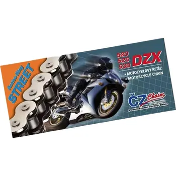 Motodíl CZ hnací řetěz 525 DZX (124 článků) ACTIVE RING (X-RING) chrom do 1000 ccm (40,0 KN) + spojka (CZ hnací řetěz 525 DZX (124 článků) ACTIVE RING (X-RING) chrom do 1000 ccm (40,0 KN) + spojka)