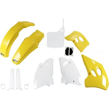 UFO kompletní sada plastů (FULL KIT) s kryty tlumičů SUZUKI RM 125 94-95, RM 250 94-95 barva (žlutá/bílá) (SU394E999) (UFO kompletní sada plastů (FULL KIT) s kryty tlumičů SUZUKI RM 125 94-95, RM 250 94-95 barva (žlutá/bílá) (SU394E999))