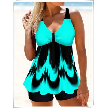 Dámské plavky Dámské dvoudílné plavky v modro černé barvě - tankini (vel. S-6XL) Velikost: 5XL