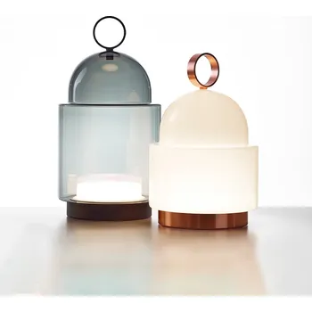 Lampička Brokis Venkovní přenosná lampička Dome Nomad Výška: 600 mm, Barva skla: Transparentní, Povrch montury: Nerezová ocel PC01266_001