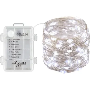 Senzanakupy Vánoční mikro řetěz na baterie 5 m 50 LED, 8 programů, časovač, studená bílá