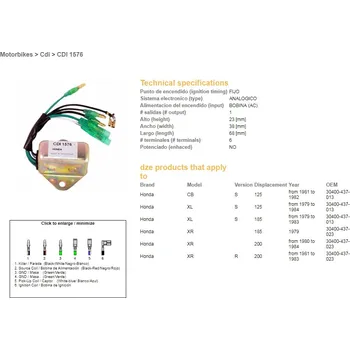 Startér DZE jednotka zapalování CDI HONDA XL 125S 79-84; CB 125S 81-82; XL 185S 79-83; XR 185 79-; XR 200R 80-84 (30400-437-013) (30400-437-023) (DZE jednotka zapalování CDI HONDA XL 125S 79-84; CB 125S 81-82; XL 185S 79-83; XR 185 79-; XR 200R 80-84)