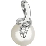 Zlatý 14 karátový přívěsek bílé zlato s říční perlou a zirkony 84PZ00009