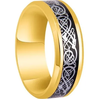Prsten Ocelový keltský prsten pro muže | pánský šperk - Zlatá černá , 12