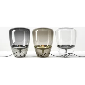 Stojací lampa Brokis Skleněná stolní a podlahová lampa Balloons Small Barva skla: Šedá kouřová, Povrch montury: Bílý matný komaxit, Barva kabelu: Černá PC00856_042