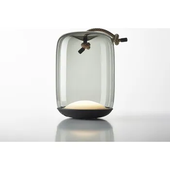 Brokis Přenosná skleněná lampa Knot Battery Barva skla: Šedá kouřová matná, Povrch montury: Měď PC01249_018