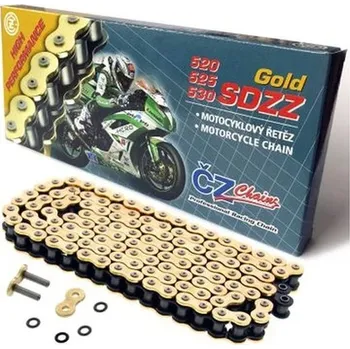 Řetězová sada pro motocykl CZ hnací řetěz 530 SDZZ (106 článků) ACTIVE RING (X-RING) zlatá do 1400 ccm (48,6 KN) + spojka (CZ hnací řetěz 530 SDZZ (106 článků) ACTIVE RING (X-RING) zlatá do 1400 ccm (48,6 KN) + spojka)