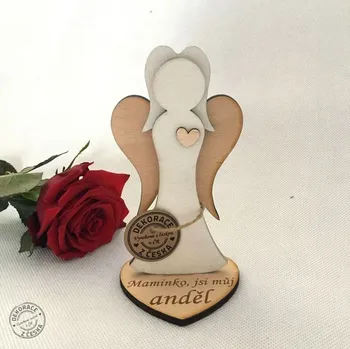 Vánoční dekorace Anděl dřevěný 15 cm nápis maminka Nápis: Standard - Bez vlastních jmen Anděl dřevěný pro maminku