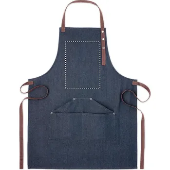 Kuchyňská zástěra Zástěra z džínoviny 10 FRONT ABOVE POCKET, 270x200mm Sítotiskový transfer, 1 barva