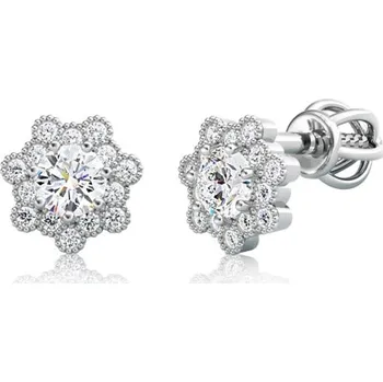 Náušnice Couple, Peckové náušnice Melanie, bílé zlato se zirkony, Šroubek, 585-66-3-0425.1B00.0.00.001.05