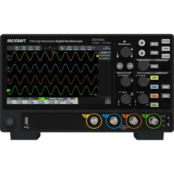 Multimetr VOLTCRAFT DOV1004 digitální osciloskop 100 MHz, 4kanálový, 1.25 GSa/s, 50 Mpts, 12 Bit, s pamětí (DSO), 1 ks, VC-16753920