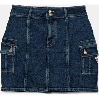 Dámská sukně Dětská riflová sukně Guess tmavomodrá barva, mini, J5GD07 D5NK0 J5GD07.D5NK0.PPYA 59X, vel. 125-135