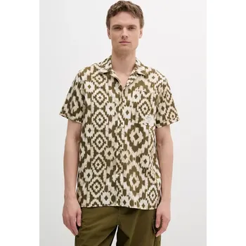 Pánská košile Bavlněná košile Barbour Homelane Printed S/S Relaxed Fit Shirt MSH5599 zelená 91X, vel. XL