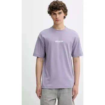 Tričko Hollister Co. pánské, fialová barva, s potiskem, KI323-5272 KI323.5272.630 94X, vel. S