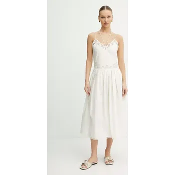 Dámské šaty Bavlněné šaty Twinset béžová barva, midi, 251TT2160 01X, vel. 38