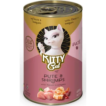 Krmivo pro kočku Výhodné balení: 24ks-24x400g Kitty Cat Adult Pate krůtí a krevety vlhké krmivo pro kočky