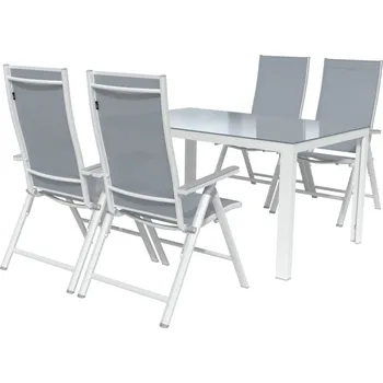 Zahradní nábytek LIVARNO home Sada hliníkového zahradního nábytku s křesly Houston, 5dílná, bílá/šedá