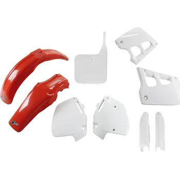 UFO kompletní sada plastů (FULL KIT) s kryty tlumičů HONDA CR 125 91-92, CR 250 90-91, barva (červená/bílá) (HO097E999) (UFO kompletní sada plastů (FULL KIT) s kryty tlumičů HONDA CR 125 91-92, CR 250 90-91, barva (červená/bílá) (HO097E999))