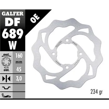 Brzda pro motocykl GALFER brzdový kotouč zadní KTM 65 SX 98-22, GAS GAS MC 65 21-22 (160X45X3) (4X6,5mm) WAVE (GALFER brzdový kotouč zadní KTM 65 SX 98-22, GAS GAS MC 65 21-22 (160X45X3) (4X6,5mm) WAVE)