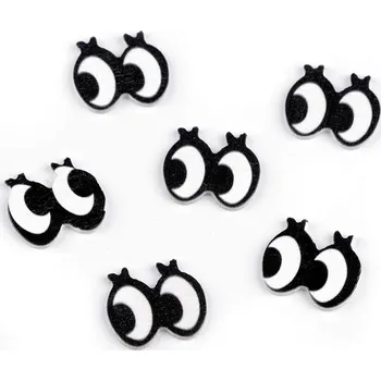 Dřevěné oči k nalepení 18x16 mm, malé, bílá černá